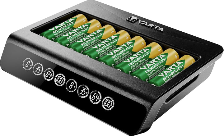 VARTA Akku Ladegerät, Batterieladegerät für wiederaufladbare AA/AAA, bis zu 8 Akku, LCD Multi Charge
