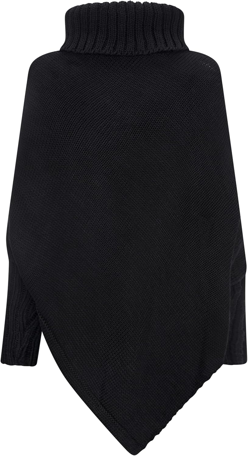 Mississhop Poncho Strick Sweatshirt Pullover Umhang Überwurf Einheitsgrösse Schwarz, Einheitsgrösse