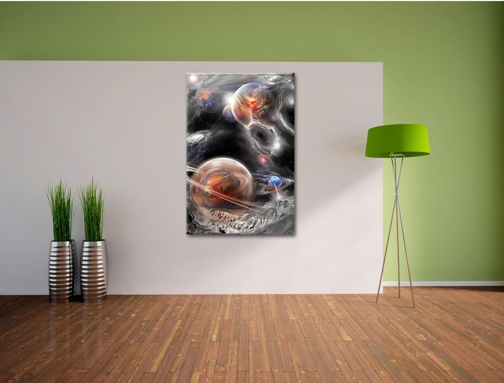 Pixxprint Raum Landschaft / 100x70cm Leinwandbild bespannt auf Holzrahmen/Wandbild Kunstdruck Dekora