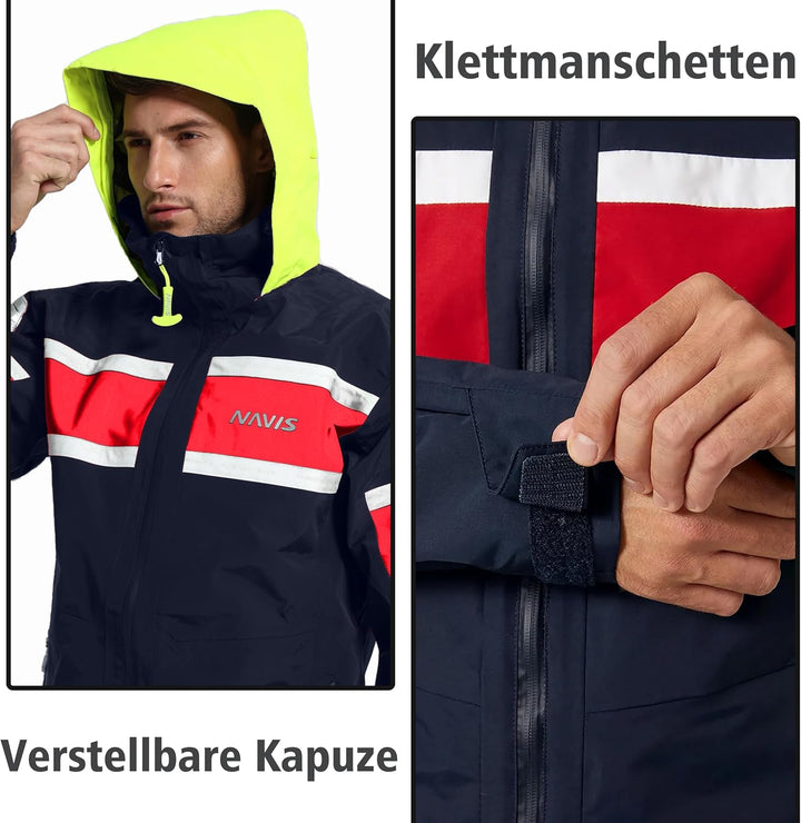 Herren Segeljacke Wasserdicht Nylon Atmungsaktive Offshore - Jacke mit reflektierenden, ideal für Se