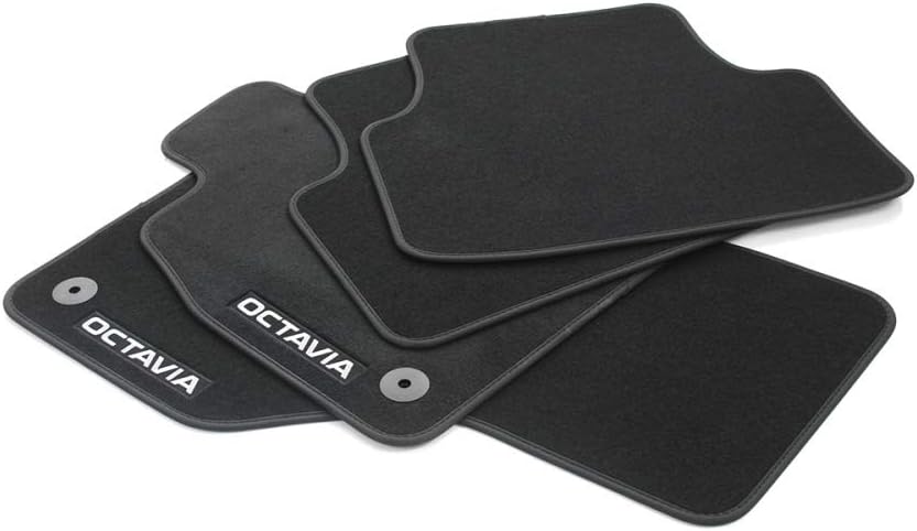 Skoda 5E4061404 Fussmatten Textil Velours 4X Stoffmatten, mit Octavia Schriftzug, schwarz