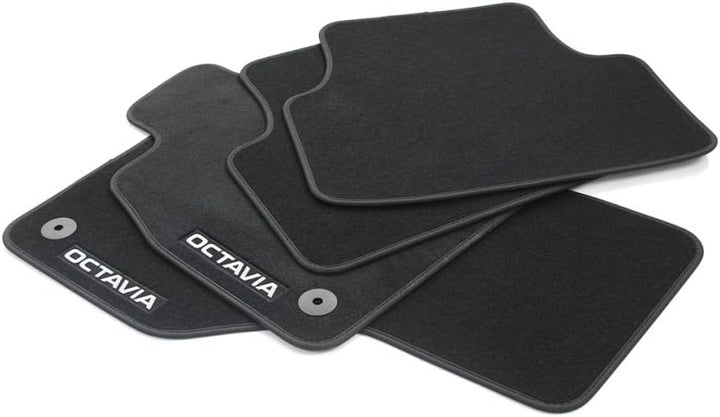 Skoda 5E4061404 Fussmatten Textil Velours 4X Stoffmatten, mit Octavia Schriftzug, schwarz
