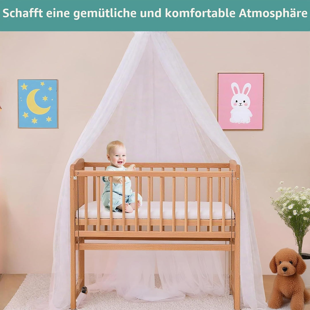 Tagesdecke Tüll Länge 120 cm, Babyzimmer Deko, passend für Babybett, Wiege und Kinderbett (Himmelsta
