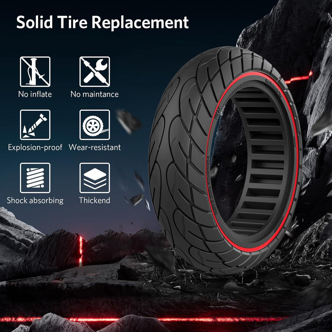 OUXI 10×2.5 Zoll Ersatz-Vollgummireifen 60/70-6.5 für Ninebot G30 Max /G30D mit Montagewerkzeug für
