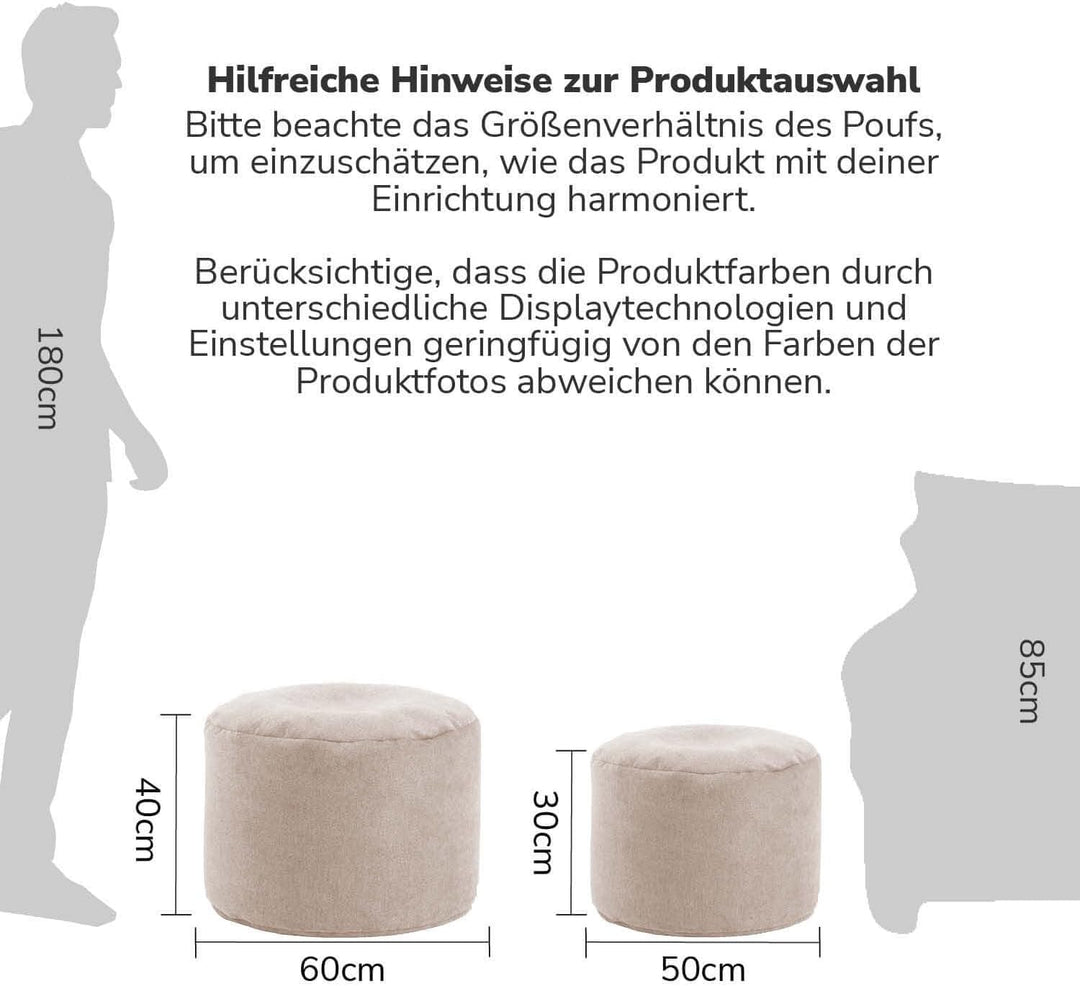 mokebo® Minipouf, Hocker o. Bodenkissen 50x30cm 'Der Ruhepouf' Sitzhocker rund & Fusshocker fürs Woh