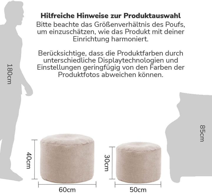 mokebo® Pouf, Hocker o. Bodenkissen 60x40cm &