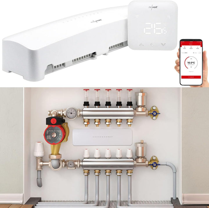 revolt WLAN-Fussbodenheizungsaktor-Steuerung mit Master-Thermostat und App