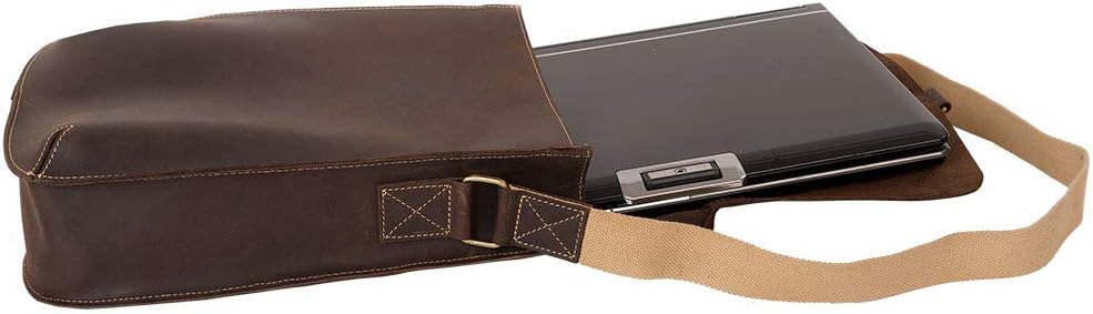 Messenger Bag NEW YORK Echtes Büffel-Leder Herren Damen Vintage By Alpenleder, Coffee, 38 cm x 33 cm