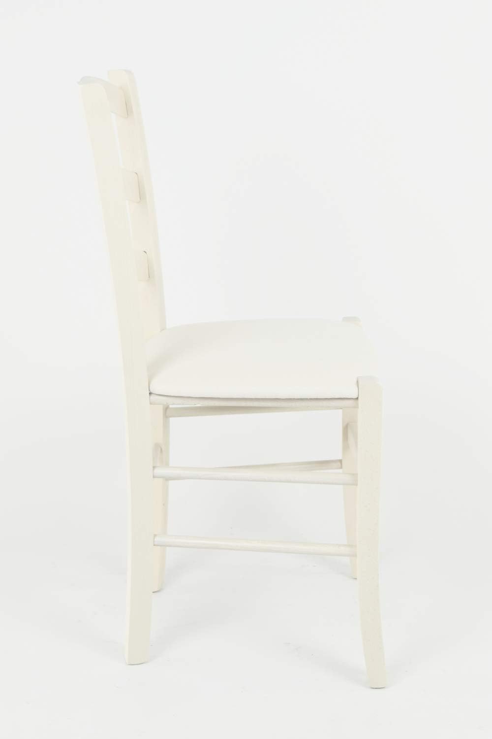 Tommychairs Stuhl Venice robuste Struktur aus lackiertem Buchenholz in der Anilinfarbe Weiss und Sit