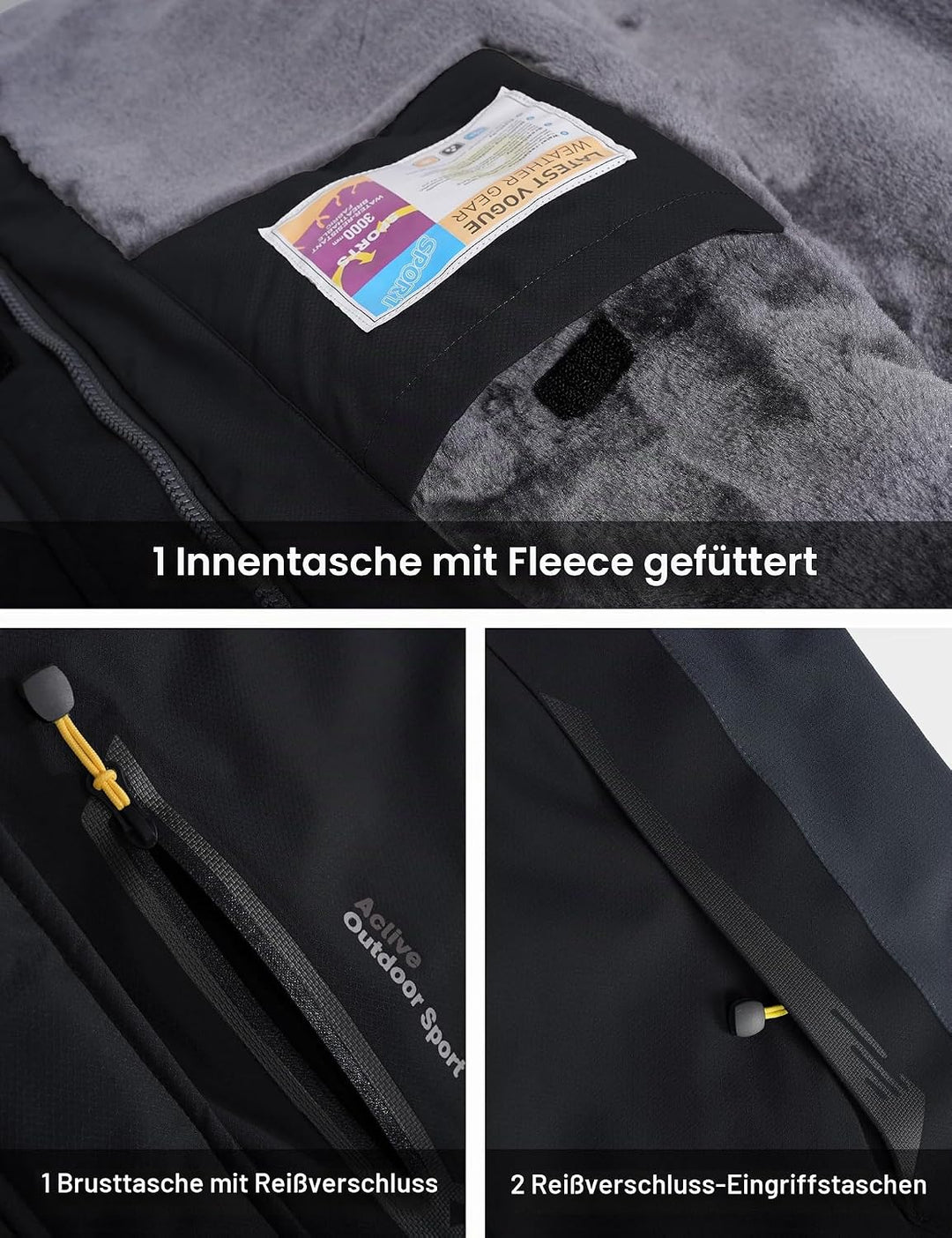 MAGCOMSEN Winterjacke Herren Warm Gefüttert Skijacke Wasserdicht Regenjacke Snowboardjacke Outdoor F