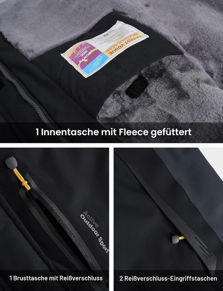 MAGCOMSEN Winterjacke Herren Warm Gefüttert Skijacke Wasserdicht Regenjacke Snowboardjacke Outdoor F