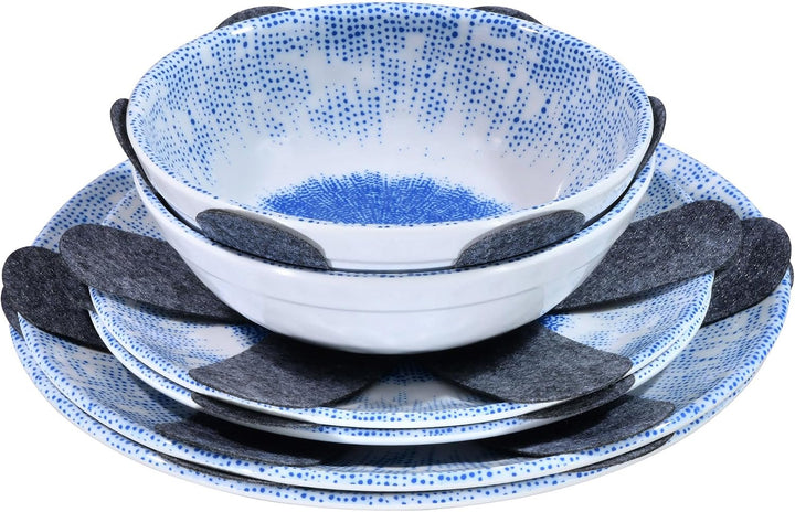 Melamin Geschirr Set Wish Flower Blau 2 Personen Wohnwagen Camping Picknick 6 Teile - Geschirr, 6 Te
