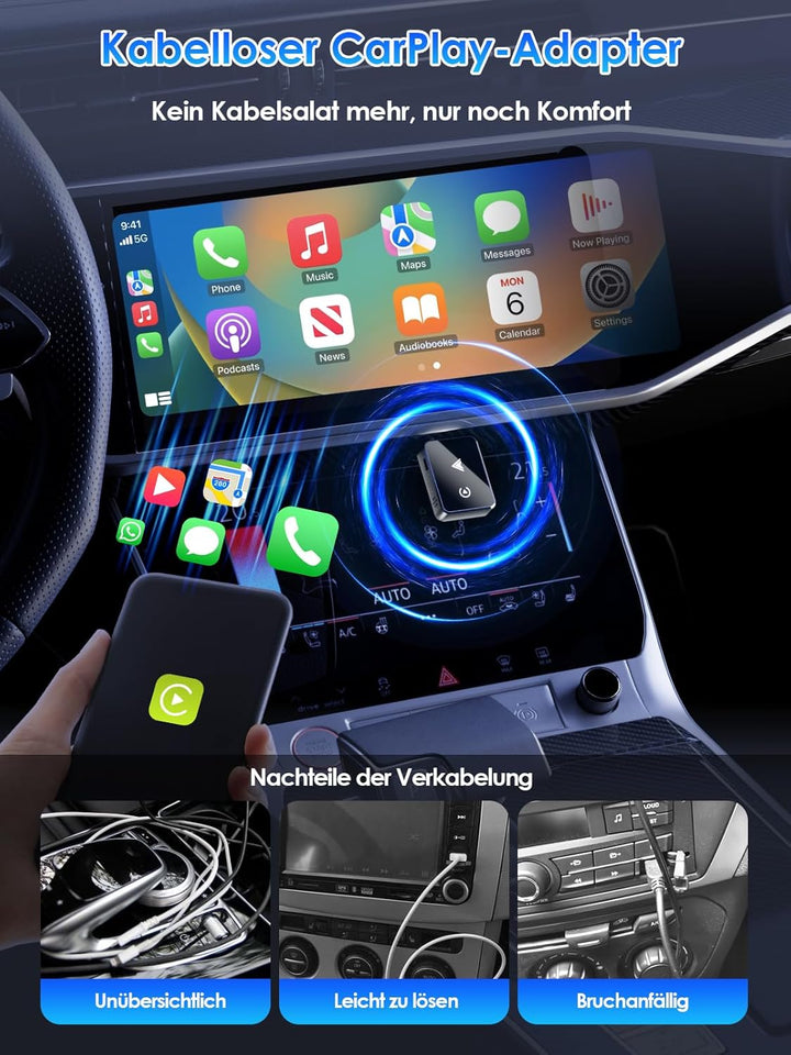 Wireless Adapter 2-in-1 für CarPlay/Android Auto, PARPAT Umwandlung von Kabelgebunden zu Kabellos mi