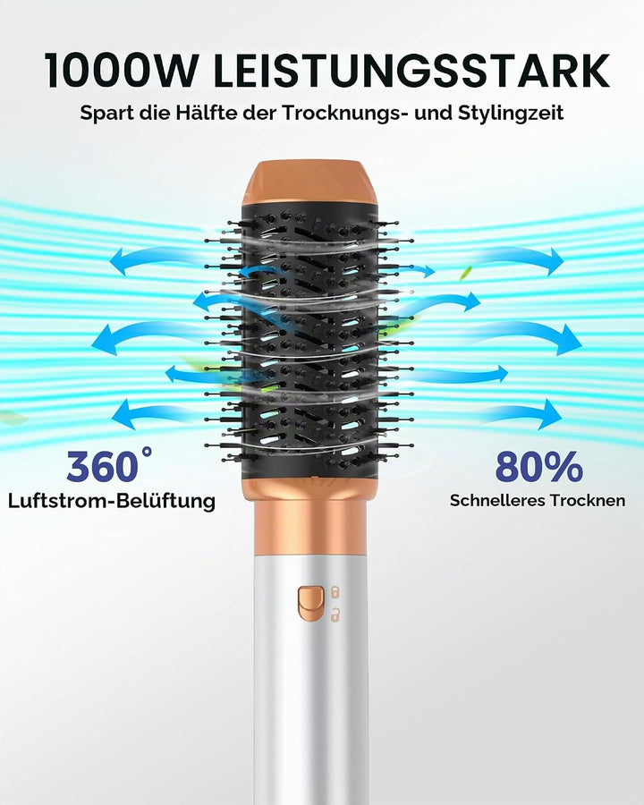 MogaWave Pro Hair styler 6 in 1 Air styler 1000W Multi Haarstyler mit Haartrockner Rundbürstenföhn W