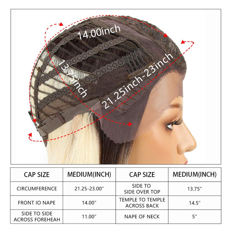 Début Lace Front Perücke für schwarze Damen Bob Perücke für weisse Damen Kunsthaar 24 cm 120g Blond