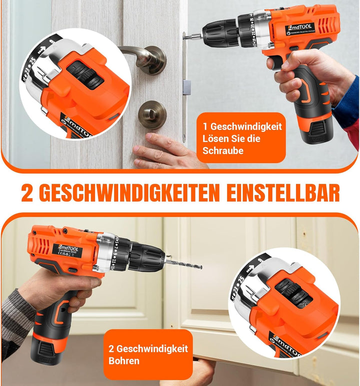 16,8V Akkuschrauber Set, Akku Bohrschrauber mit 1500mAh Akkus, 25+1 Drehmomenteinstellung Akkubohrer