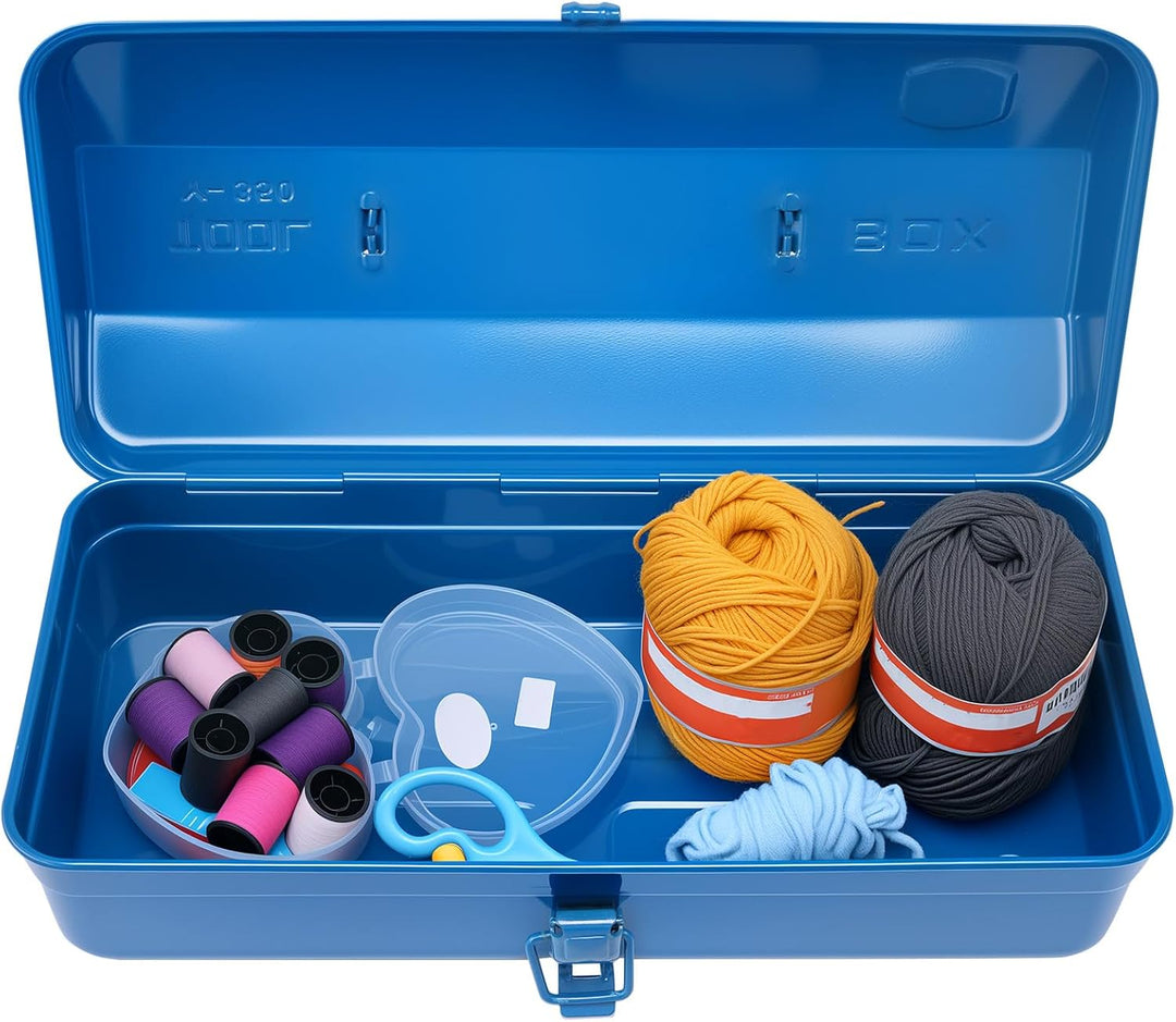 Werkzeugkoffer leer Gross Werkzeugbox 37×16×12cm Robust Langlebig Metall Werkzeugkasten mit Tragegri
