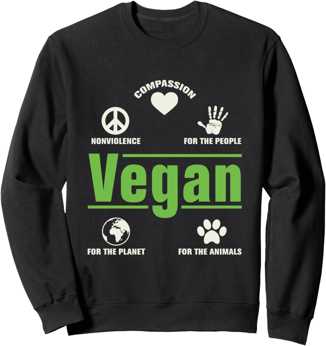 Vegan Healthy Peaceful Vegetarian Sweatshirt