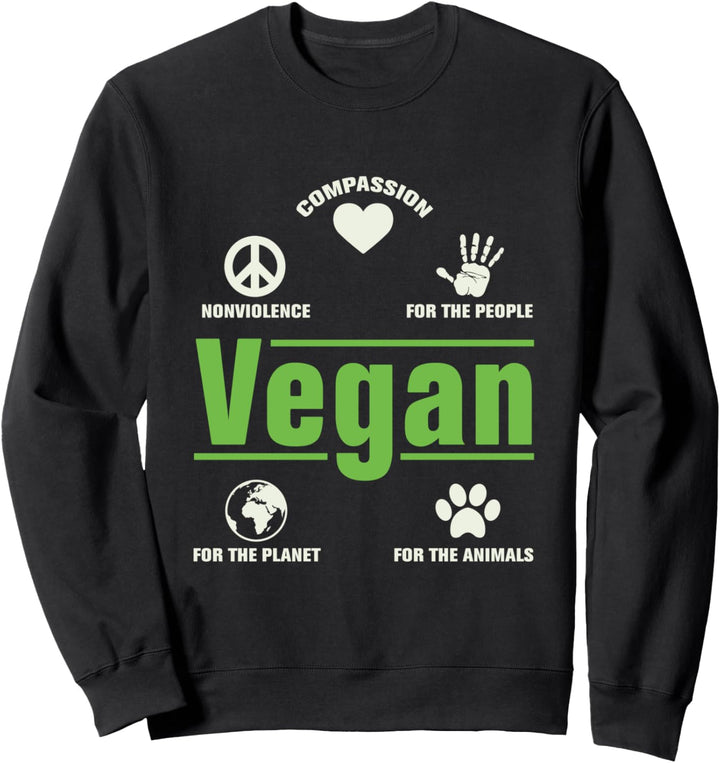 Vegan Healthy Peaceful Vegetarian Sweatshirt