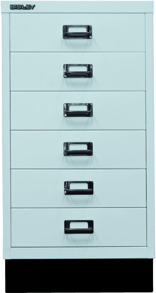 BISLEY MultiDrawer, 29er Serie mit Sockel, DIN A3, 6 Schubladen, Metall, 645 Lichtgrau, 43.2 x 34.9