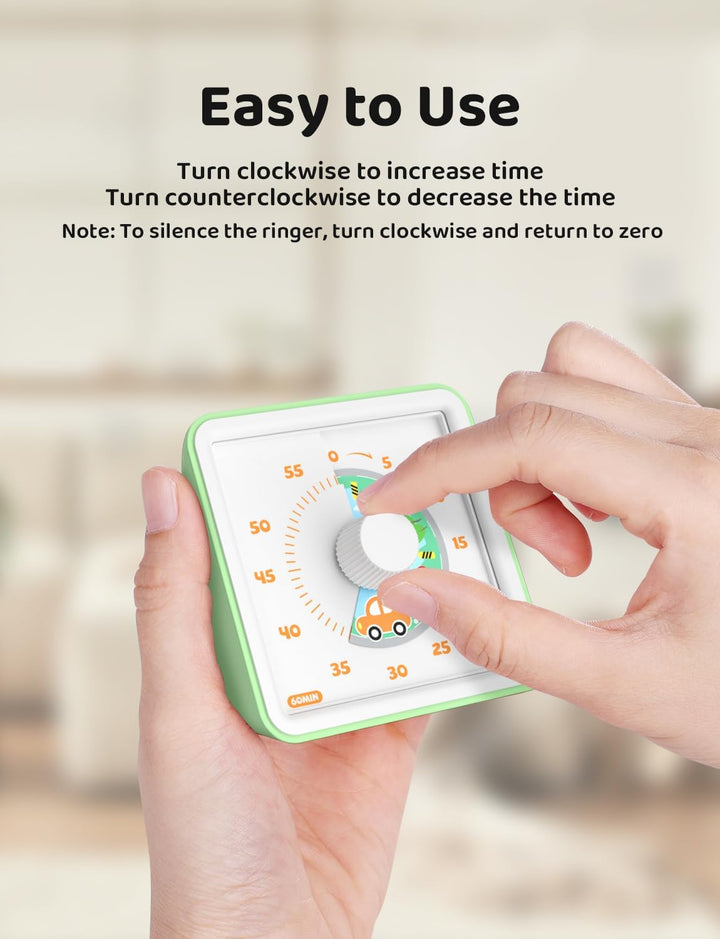 LIORQUE Visueller Timer für Kinder, 60 Minuten visueller Countdown-Timer für Klassenzimmer, Kochen u