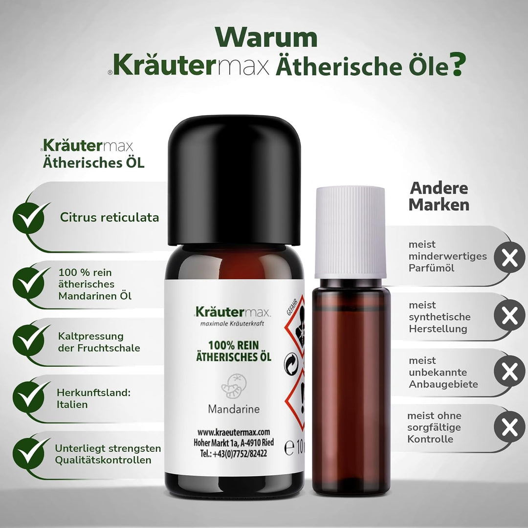 Kräutermax. Mandarine Duftöl Ätherisches Öl Aromaöl Mandarinenöl Citrus Reticulata, 10 ml