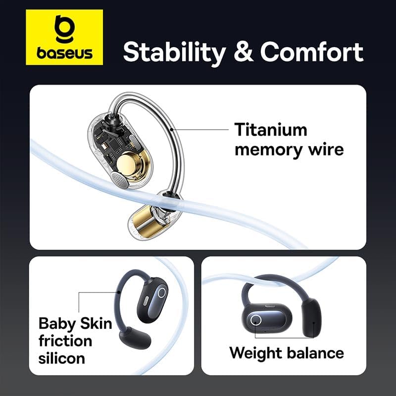 Baseus Eli Sport 1 Open-Ear TWS Auriculares Inalámbricos Abiertos Con Escuche de Carga Negros