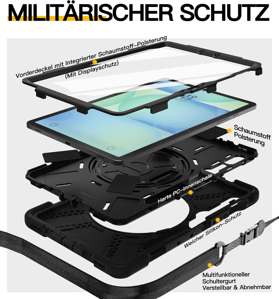 BRAECN Hülle für Galaxy Tab S10 Lite/ S10 FE/ S9 FE 10.9", Tab S9/S8/S7 11" | 10.9/11" Robuste Stoss