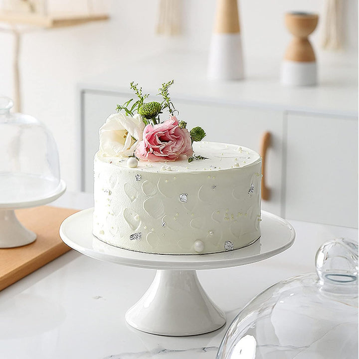 13CM Kuchenständer Keramik Tortenplatte Kuchen Glasglocke Porzellan Teller mit Kuchenglocke Tortenst