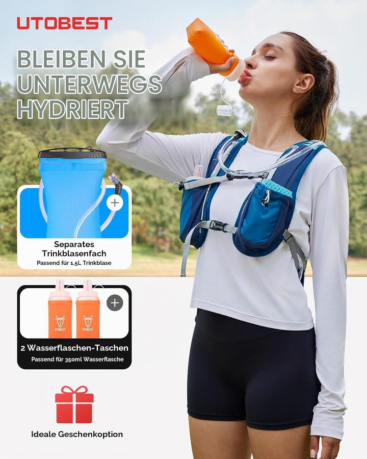 UTOBEST Trinkrucksack 5L, Laufweste, Herren Damen Ultraleicht Laufrucksack für Laufen, Marathon, Jog