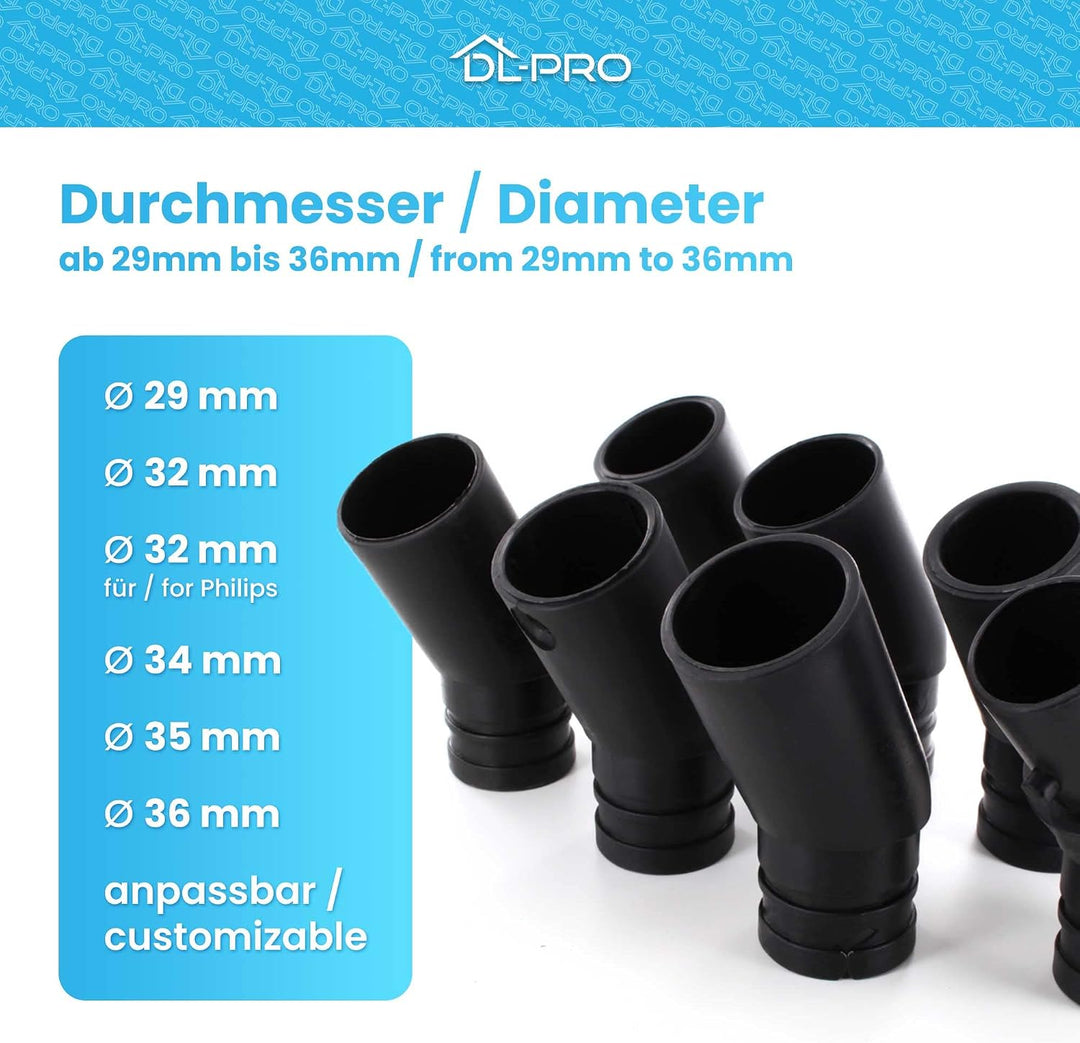 DL-pro Universal Staubsaugerdüse Staubsauger Bürste Set mit 7 Kupplungen in verschiedener Durchmesse