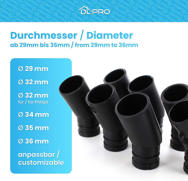 DL-pro Universal Staubsaugerdüse Staubsauger Bürste Set mit 7 Kupplungen in verschiedener Durchmesse
