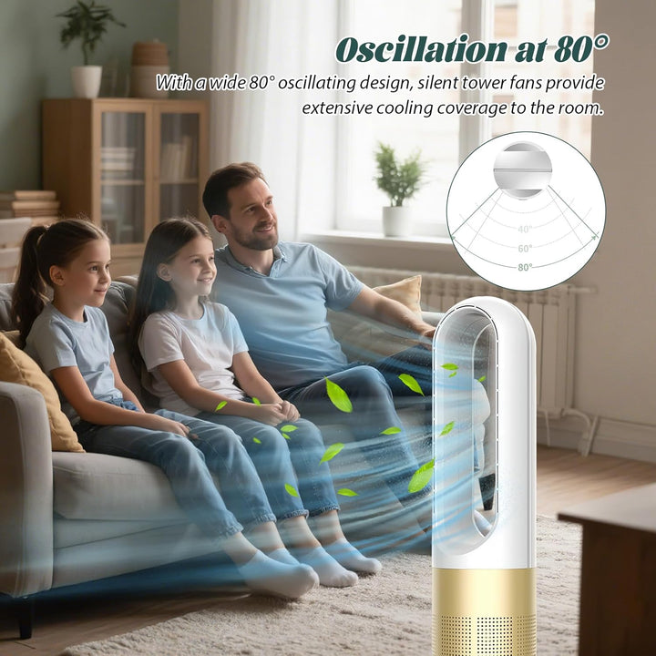 Säulenventilator, ohne Flügel, 18 Zoll – leiser Ventilator mit Ionisator, Fernbedienung 5 m, 8 Gesch
