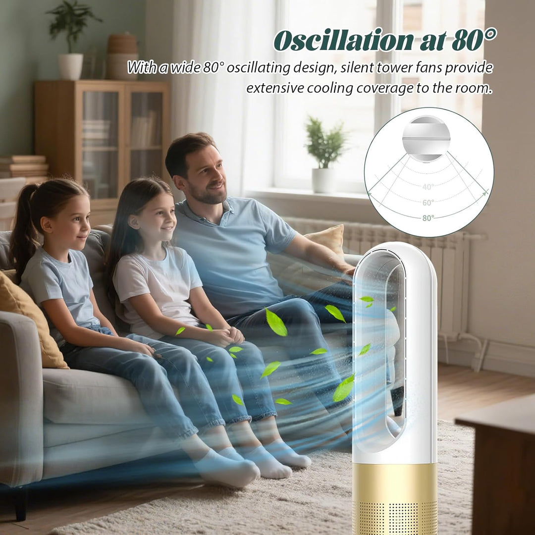 56cm Turmventilator LüFter Ohne FlüGel, 4000-5600rpm Sehr Leise Ventilator, Leise Dc Motor, Mit Fern