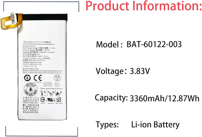 Aousavo BAT-60122-003 ersatz akku Kompatibel mit BlackBerry Priv STV-100 mit Free Toolkit
