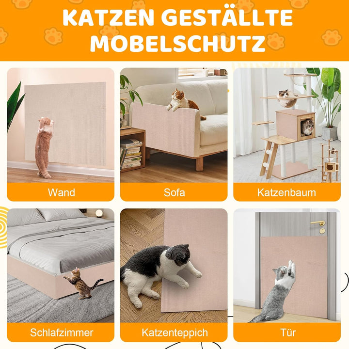 Storystore Selbstklebend Kratzmatte Katze, 40cm x 200cm Katzen Kratzmatte Kratzschutz Sofa Katze, DI