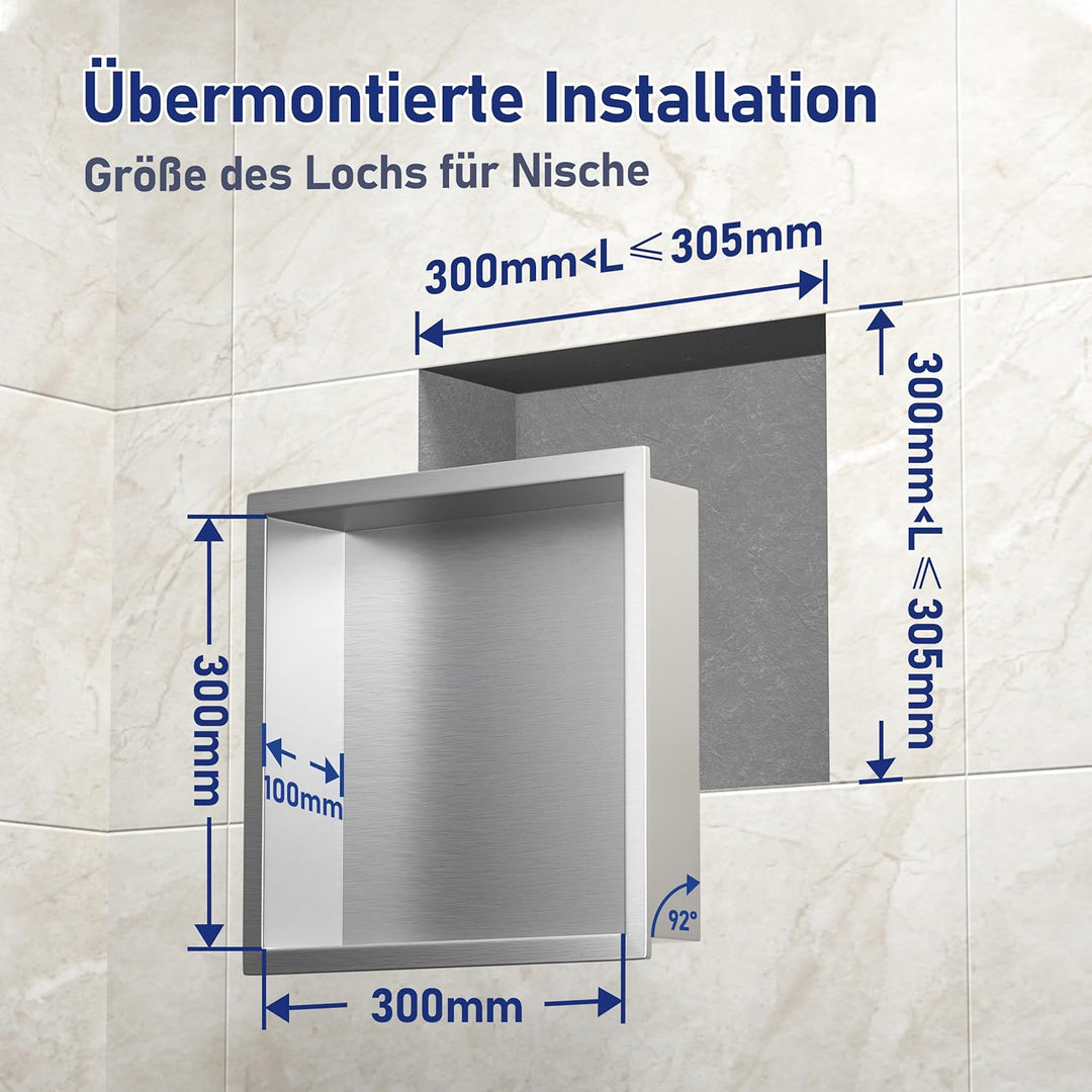 Wandnische Dusche Edelstahl Duschnische 304 Edelstahl 30 cm × 30 cm × 10 cm Wandnische gebürstet für