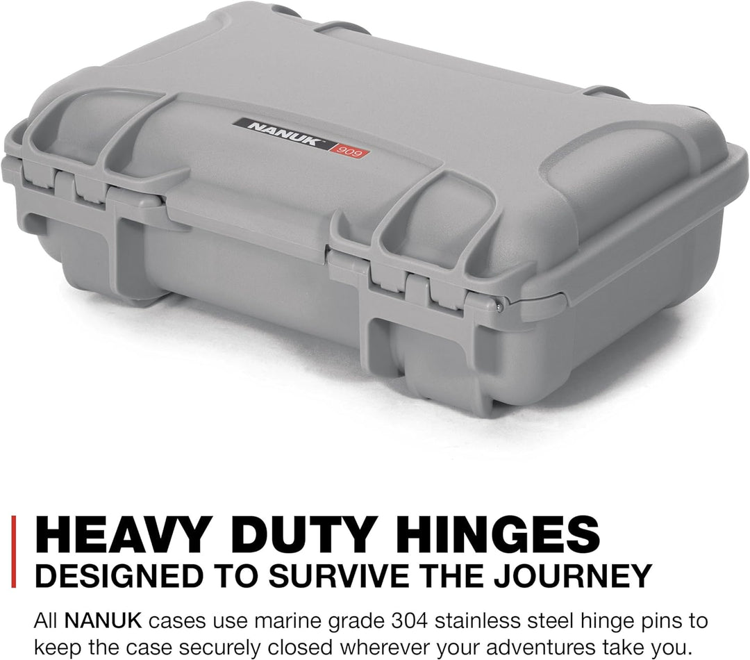 Nanuk 909 Wasserdichter Hartschalenkoffer Mit Plüschschaumeinlage - Silber Silber Würfelförmiger Sch