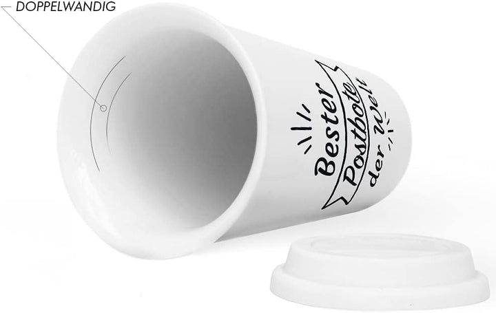 JUNIWORDS To-Go Becher mit Deckel, Bester Postbote der Welt (1002507)