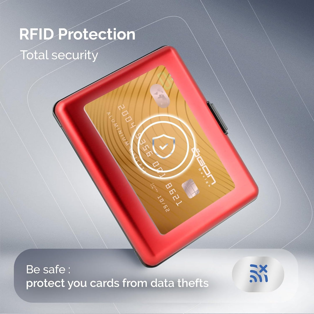 ÖGON -DESIGNS- Aluminium Geldbörse, grosse Kapazität, RFID-Schutz vor Betrug und Entmagnetisierung,