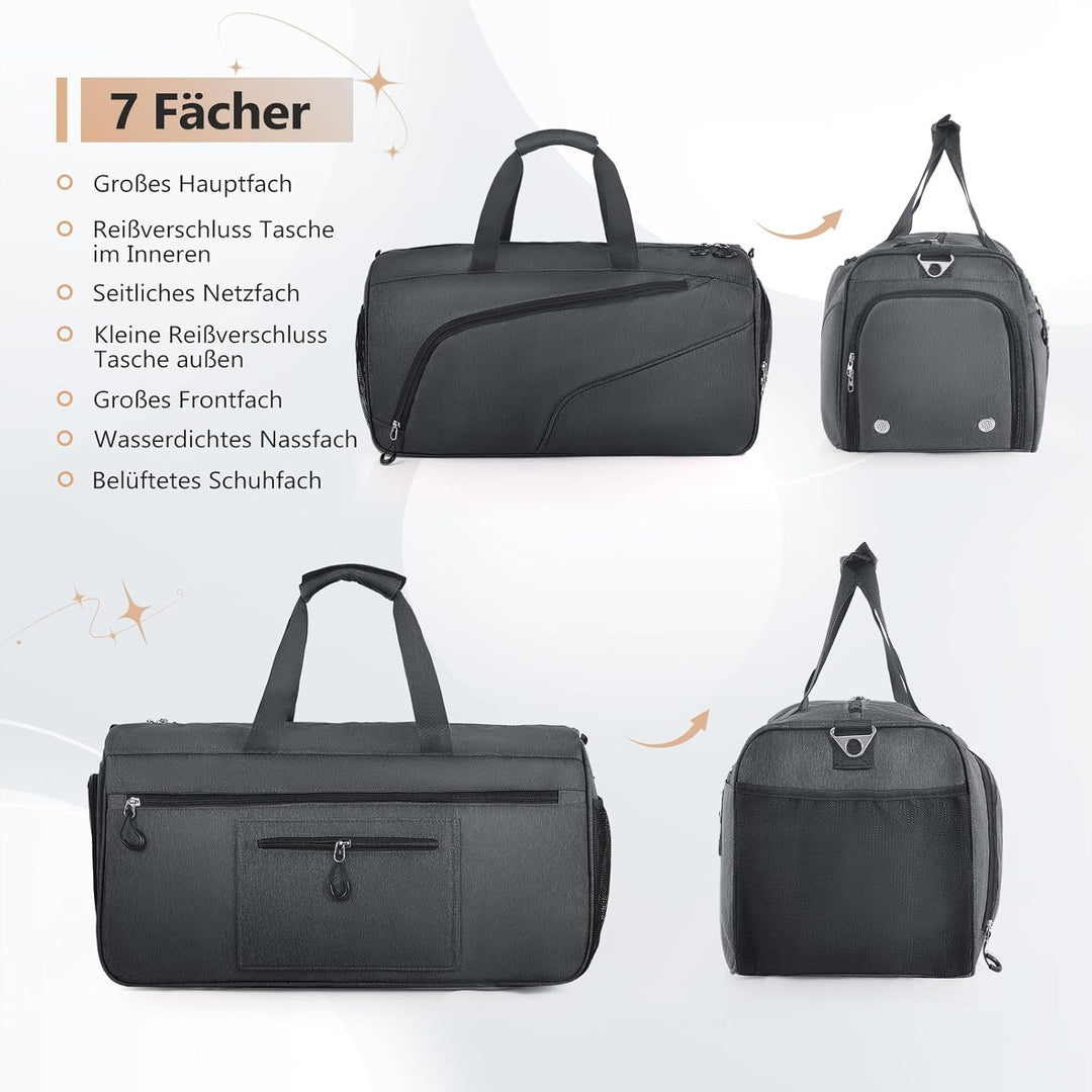 Sporttasche mit Schuhfach und Nassfach - Reisetasche Damen und Herren - Tasche für Sport, Gym &amp; Fitn