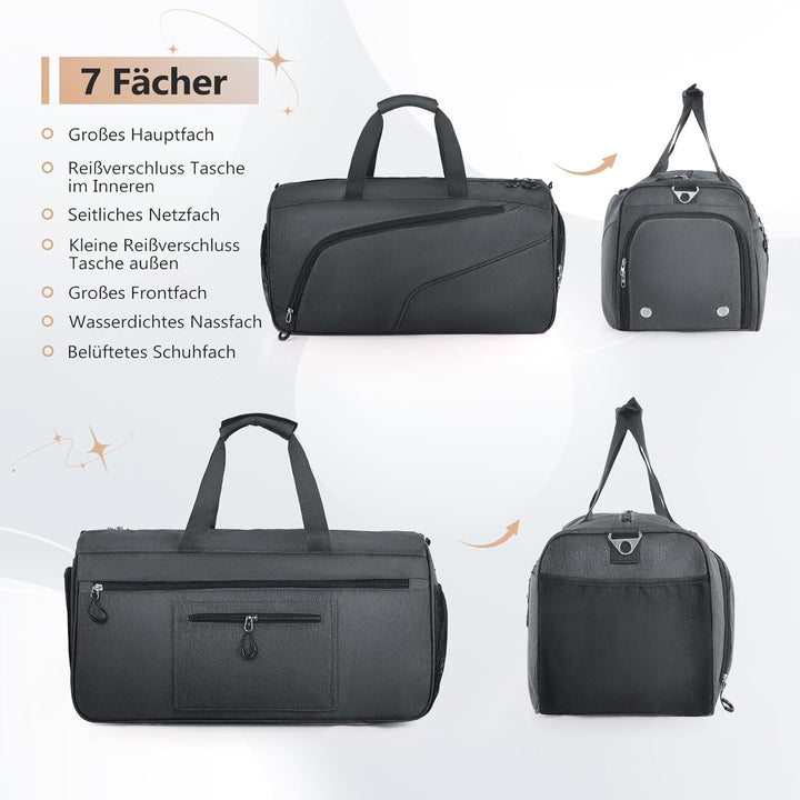 Sporttasche mit Schuhfach und Nassfach - Reisetasche Damen und Herren - Tasche für Sport, Gym &amp; Fitn