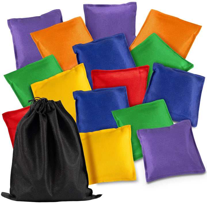18 Pack Bean Bags für Tossing, Grosse Bunte Cornhole Bean Bags, Tossing Beanbags Spielzeug mit Trage