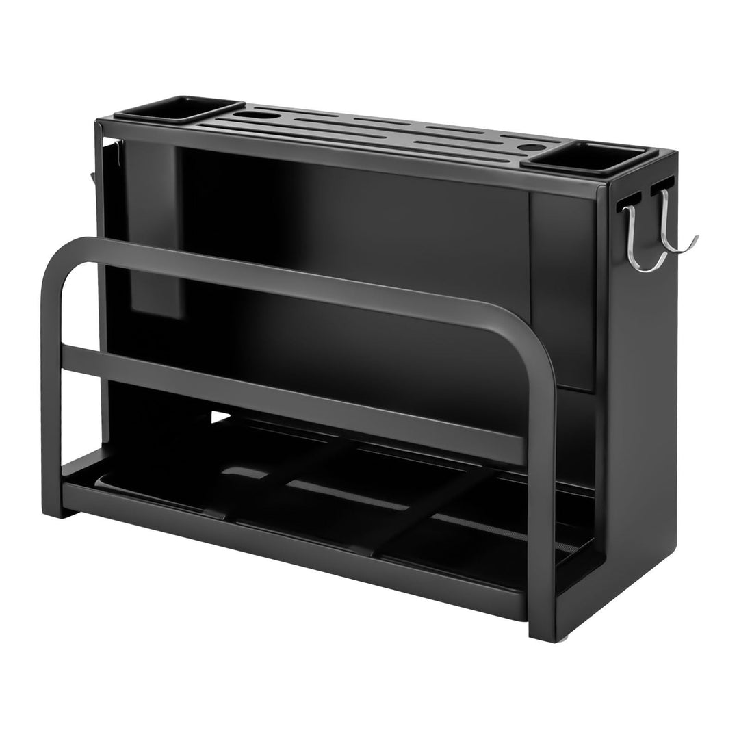 Carbonstahl-Messerblock Schwarz, Messerblock ohne Messer, Messerhalter Universal mit Utensilienhalte