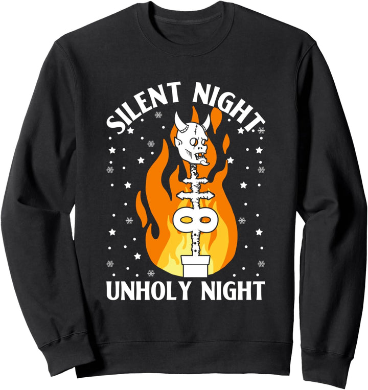 Stille Nacht Unholy Night Satan Anbetung Symbole Xmas Time Sweatshirt