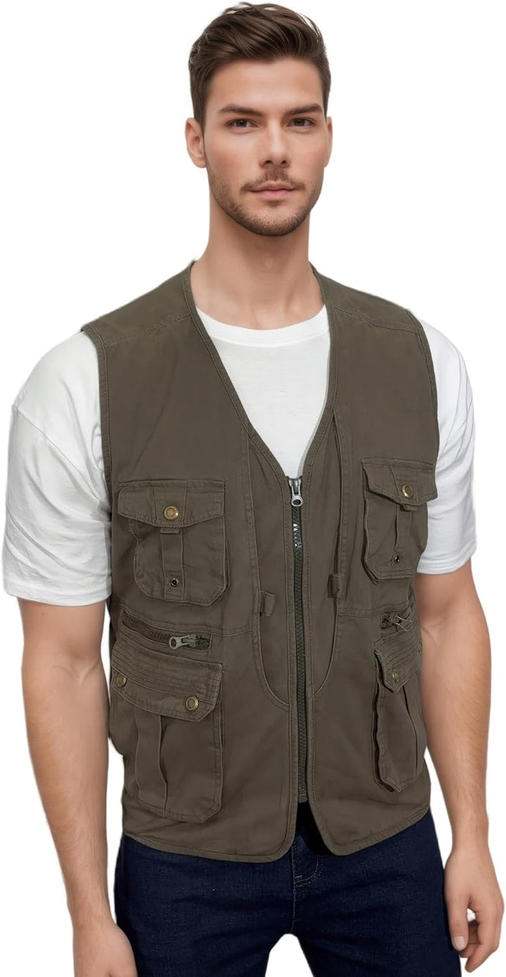 MeiLayM Herren Outdoor Weste Anglerweste mit Vielen Taschen Freizeit Jagd Herrenwesten Sommer Campin