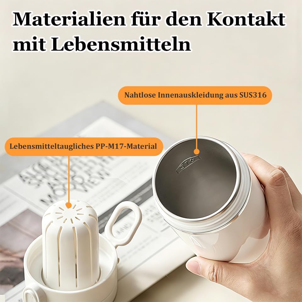 Elektrischer Reisewasserkocher Klein 450ML, Wasserkocher Klein 316 Edelstahl, Mini Wasserkocher Trag
