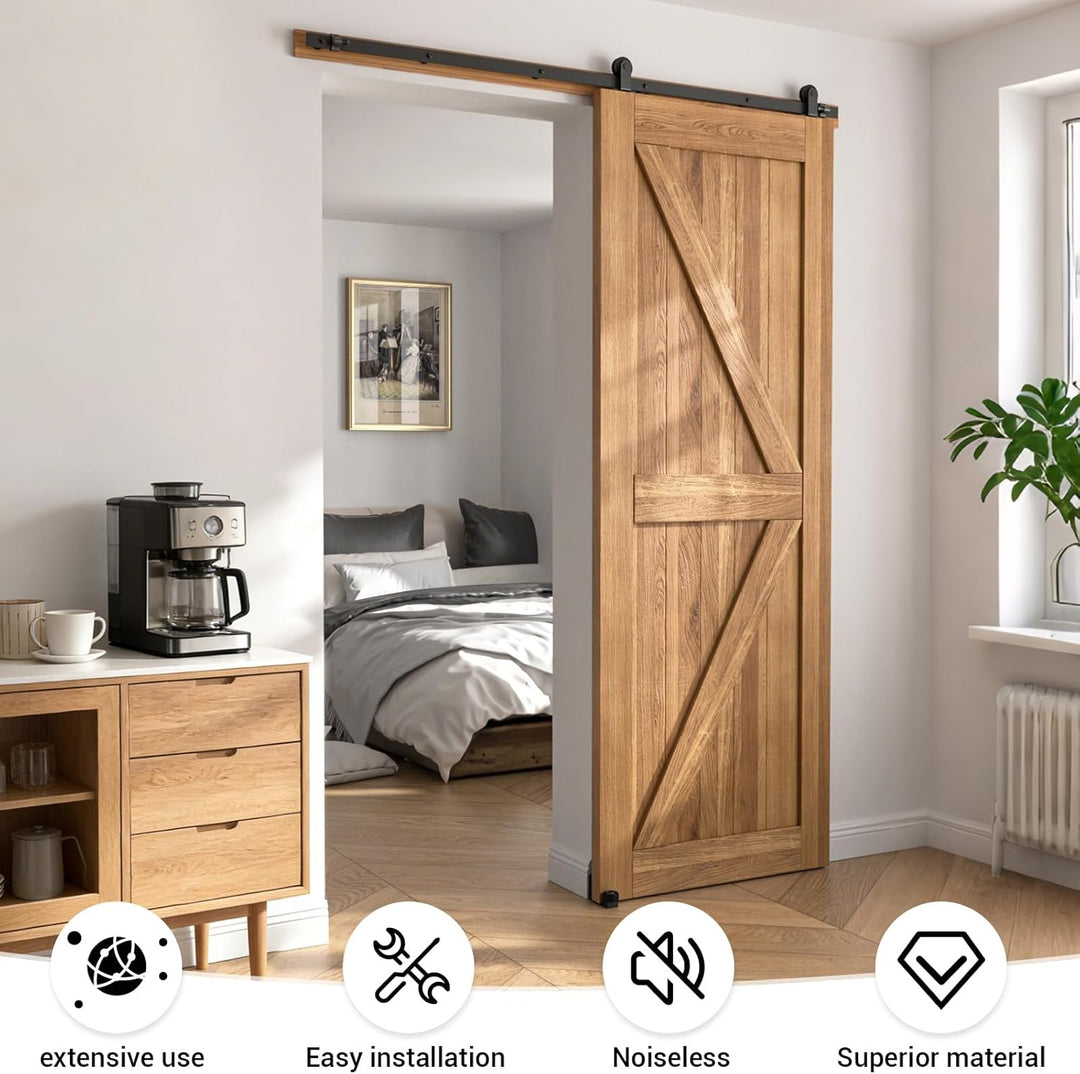 ETIASQSA 182CM/6FT Schiebetürbeschlag Schiebetürsystem Gleitschiene Holzschiebetür Schwarz Beinhalte