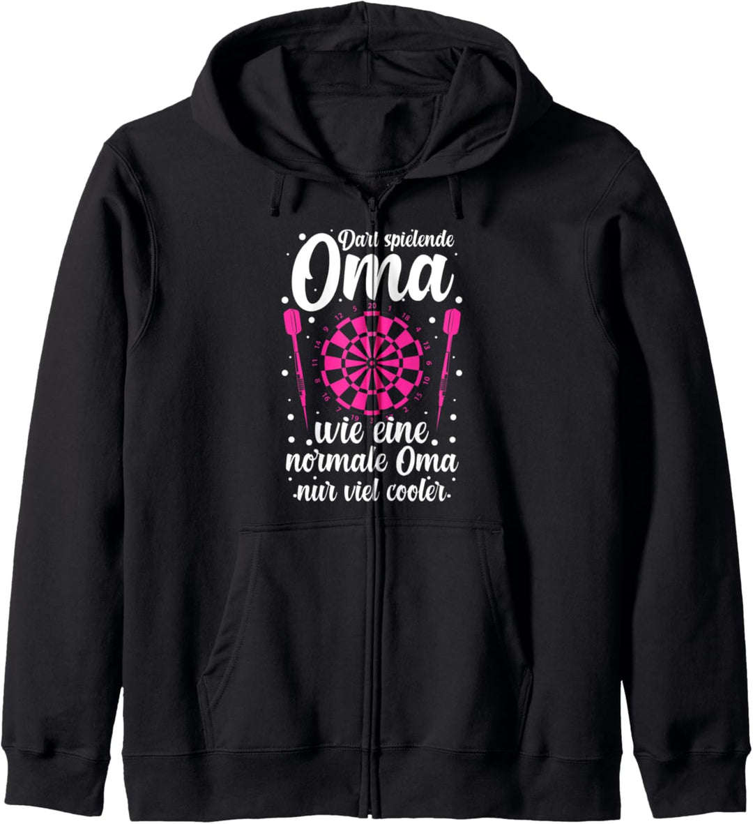 Darts Oma Dartboard Dartspieler Kapuzenjacke