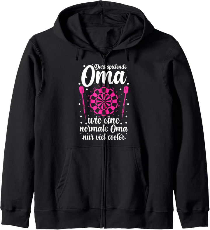 Darts Oma Dartboard Dartspieler Kapuzenjacke